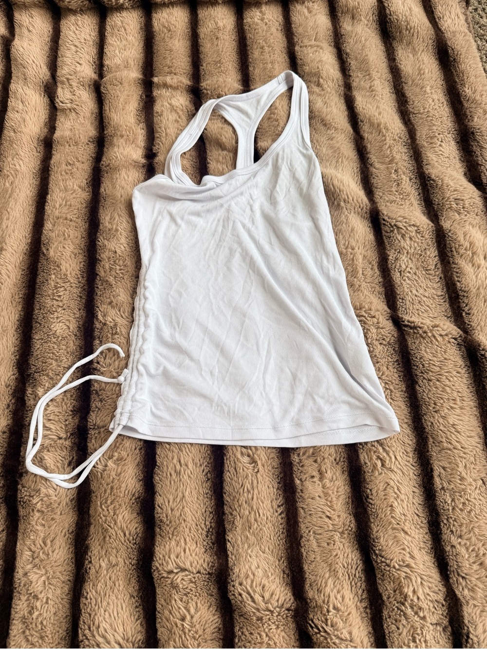ZYIA Active White Ribbed Ruched Side Tank Top Size Small